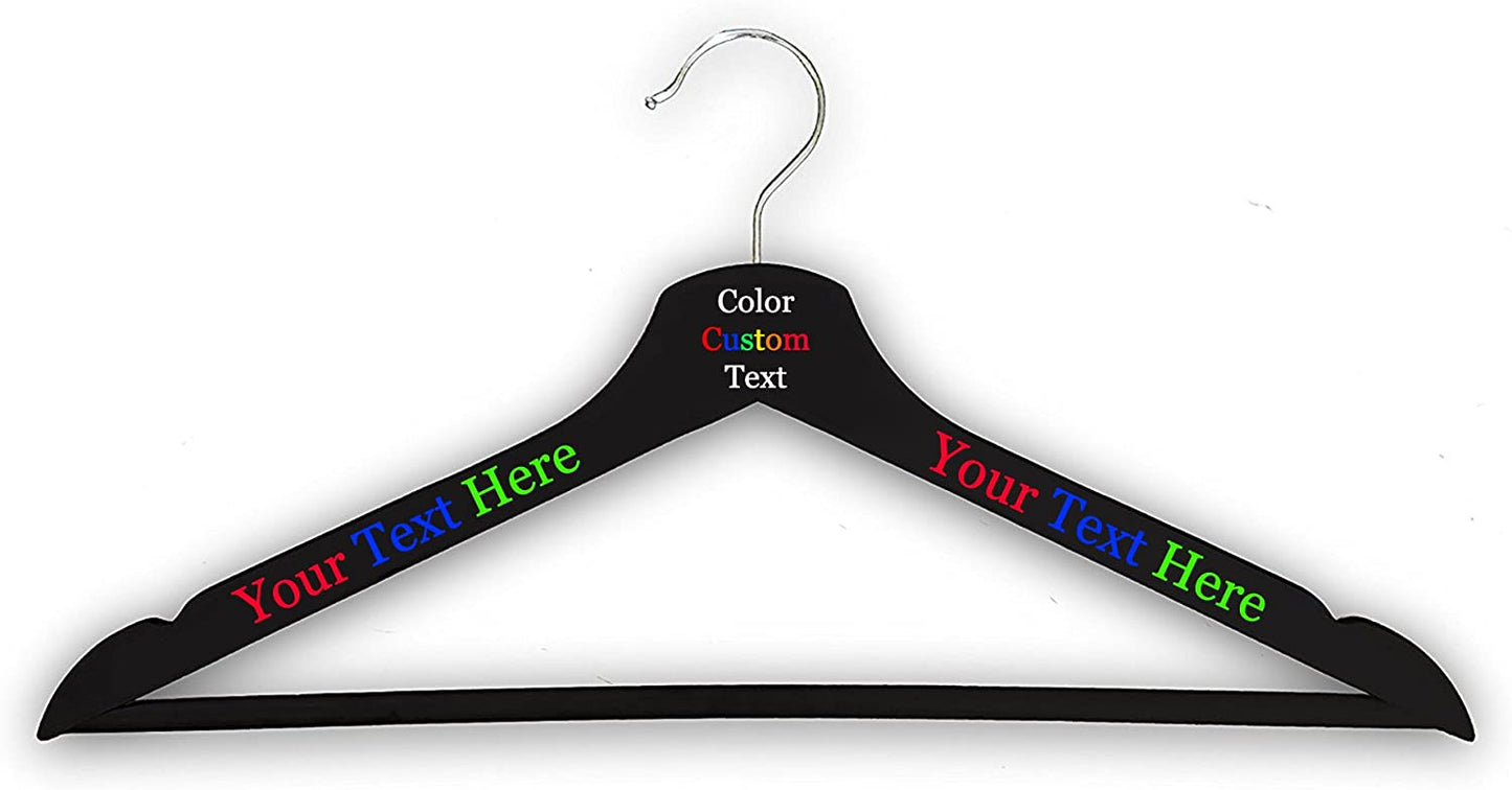 Customized Engraved OR Color Printed Wood Clothes Hanger - Add Your Text - Choose from 3 Finishes