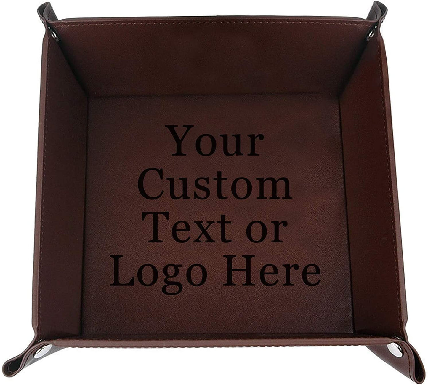 Customized Engraved Leather Snap 6 Inch Jewelry Tray - Add Your Text or Logo - Choose from 6 Colors