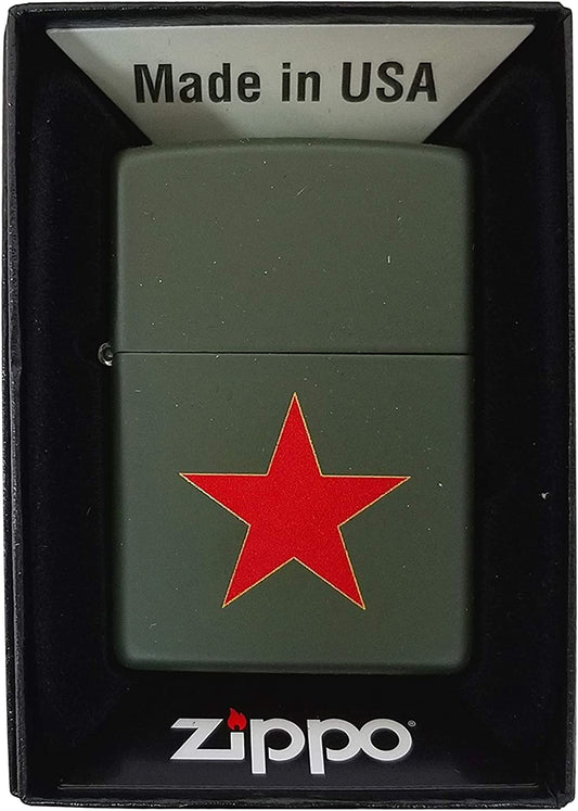 Revolution Red Star - Green Matte Zippo Lighter