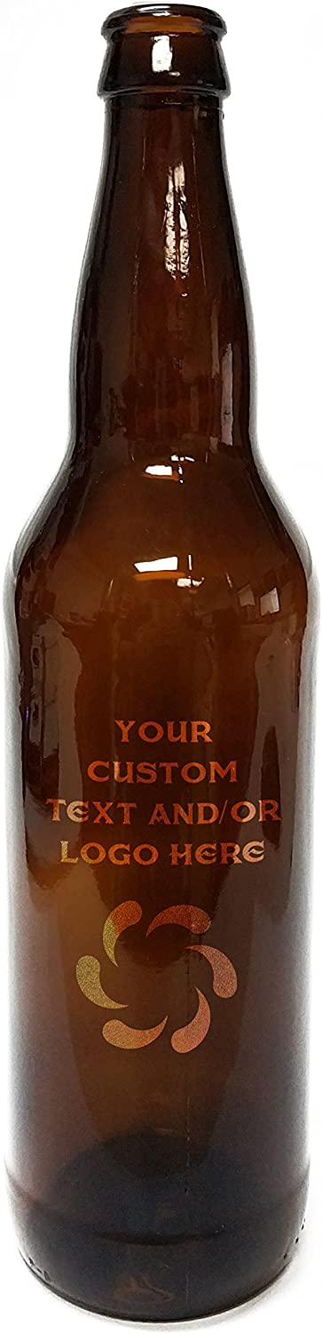 Custom Engraved OR Color Printed 12 or 22oz Glass Beer Bottles - Add Your Text, Logo, Photo