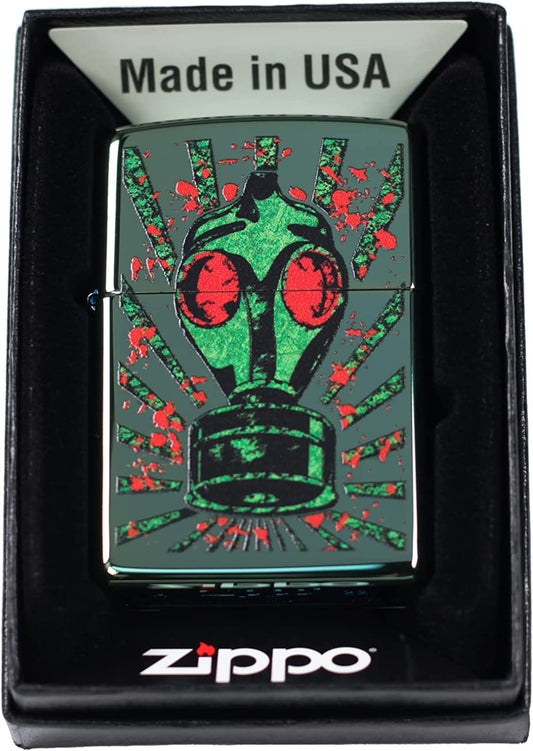 MSKD Gas Mask Art - High Polish Teal Zippo Lighter