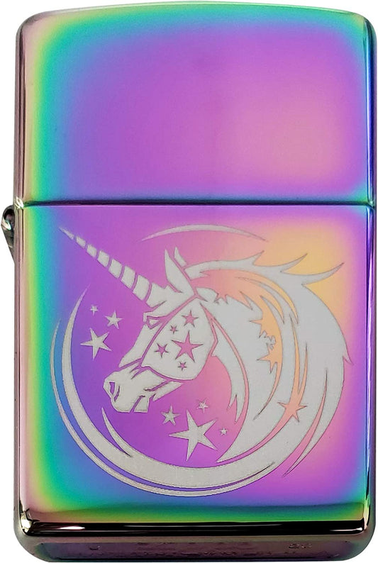 Starry Majestic Unicorn - Engraved Multi Color/Spectrum Zippo Lighter