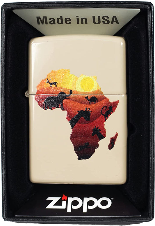 African Animals - Flat Sand Zippo Lighter