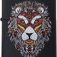 African Tribal Lion Head Design - Black Matte Zippo Lighter