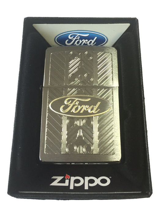 Ford Motors Oval Logo - Brushed Chrome Zippo Lighter
