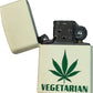 Vegetarian Pot Leaf - Cream Matte Zippo Lighter