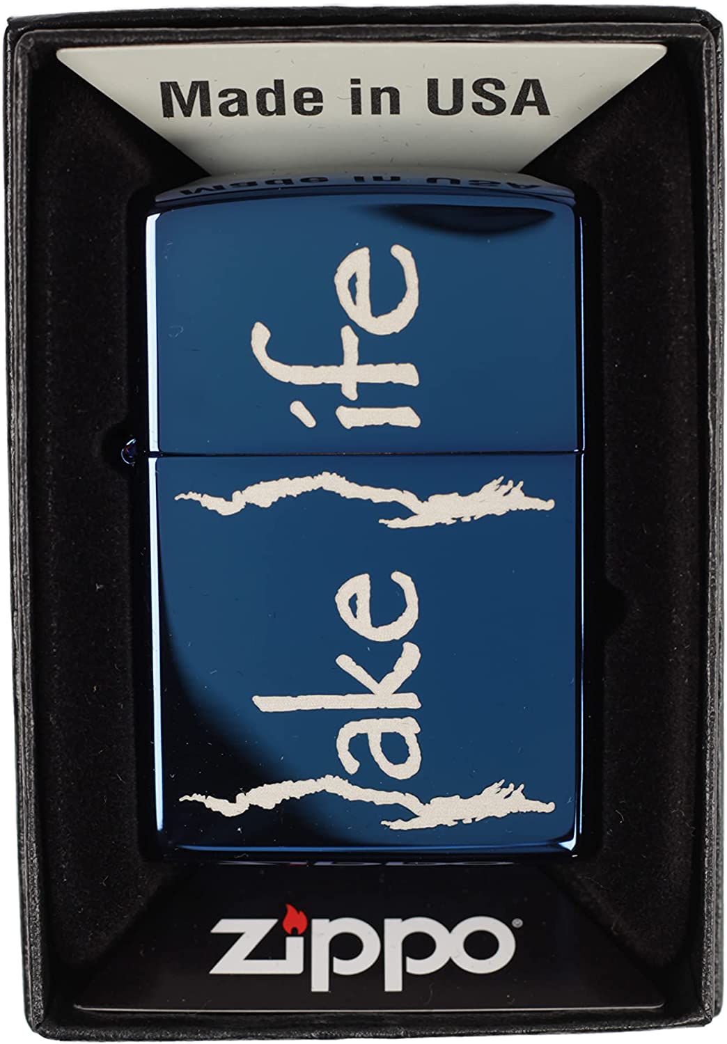 Lake Life - Engraved High Polish Blue/Sapphire Zippo Lighter