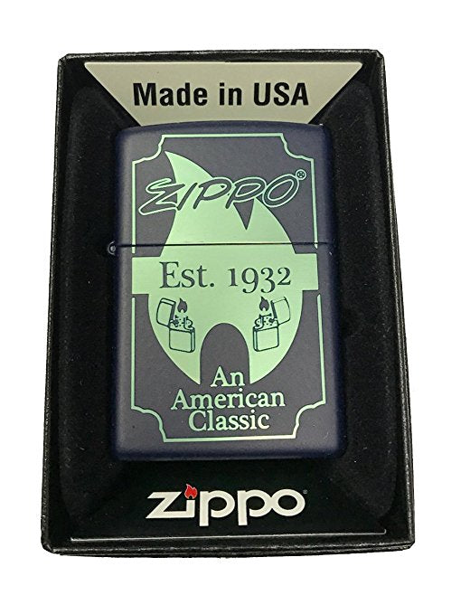 An American Classic Vintage Zippo Design - Engraved Navy Matte Zippo Lighter