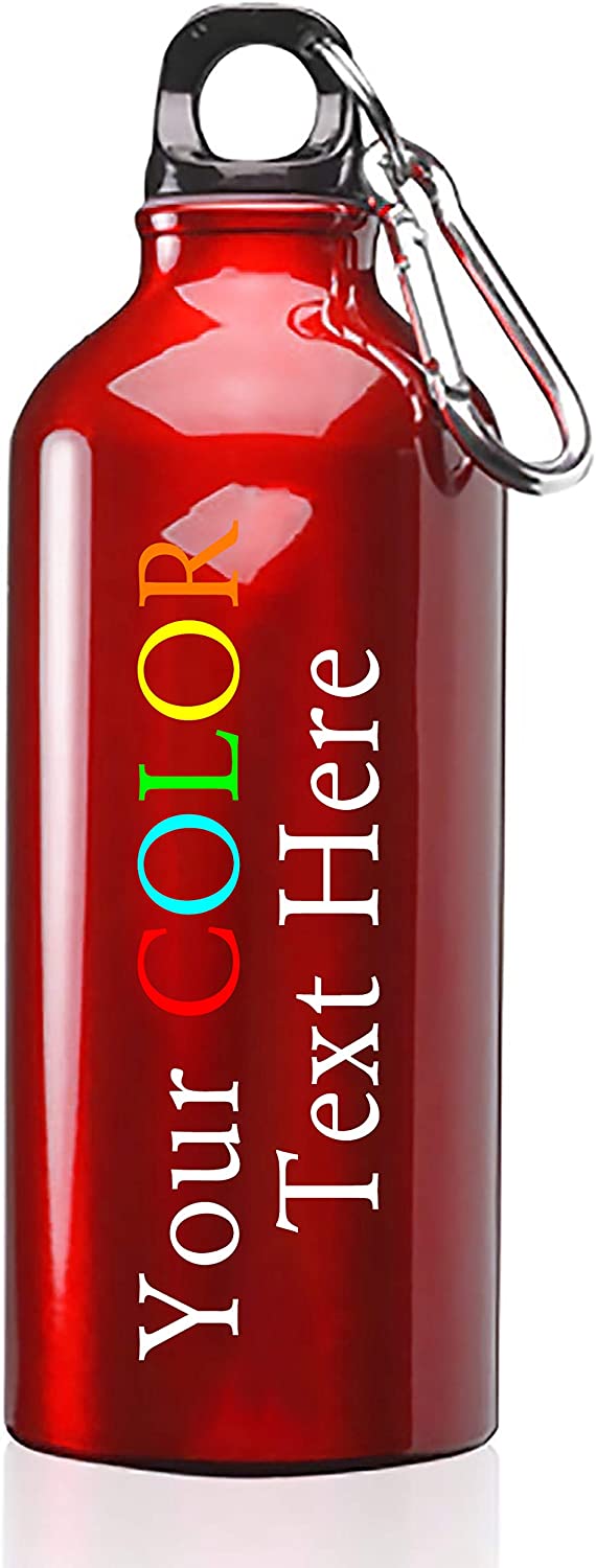 Custom Color Printed 17 oz Metal Water Bottle with Clip - Add Your Text
