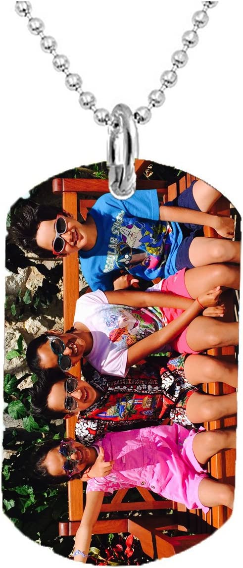 Customized Engraved OR Color Printed Dog Tag Keychain or Necklace - Add Your Text, Logo, or Photo