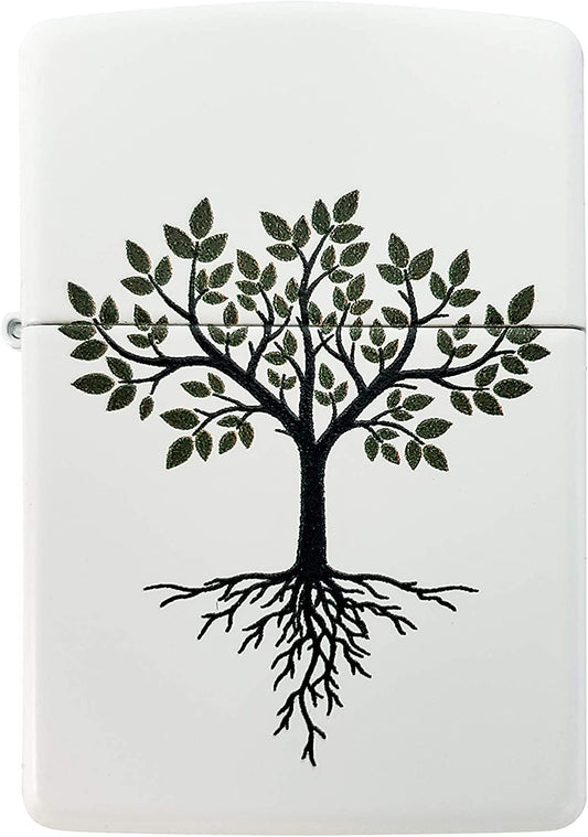 Flourishing Tree with Roots Design - White Matte Zippo Lighter