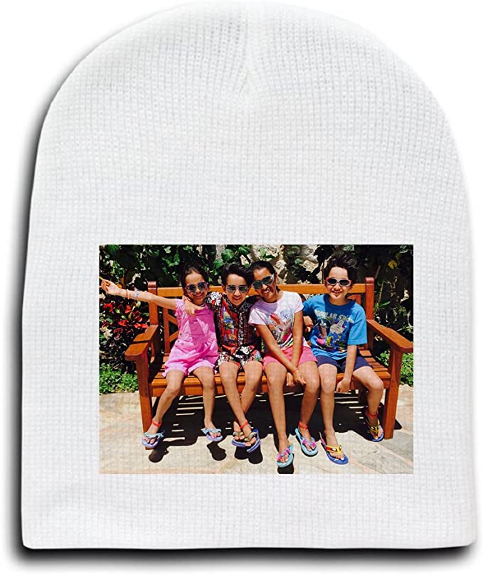 Custom Color Printed White Beanie - Add Your Text, Logo, Photo