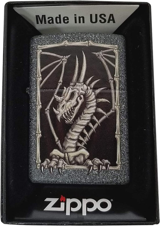 Skeleton Dragon - Iron Stone Zippo Lighter