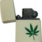 Smiley Face Pot Leaf - Cream Matte Zippo Lighter
