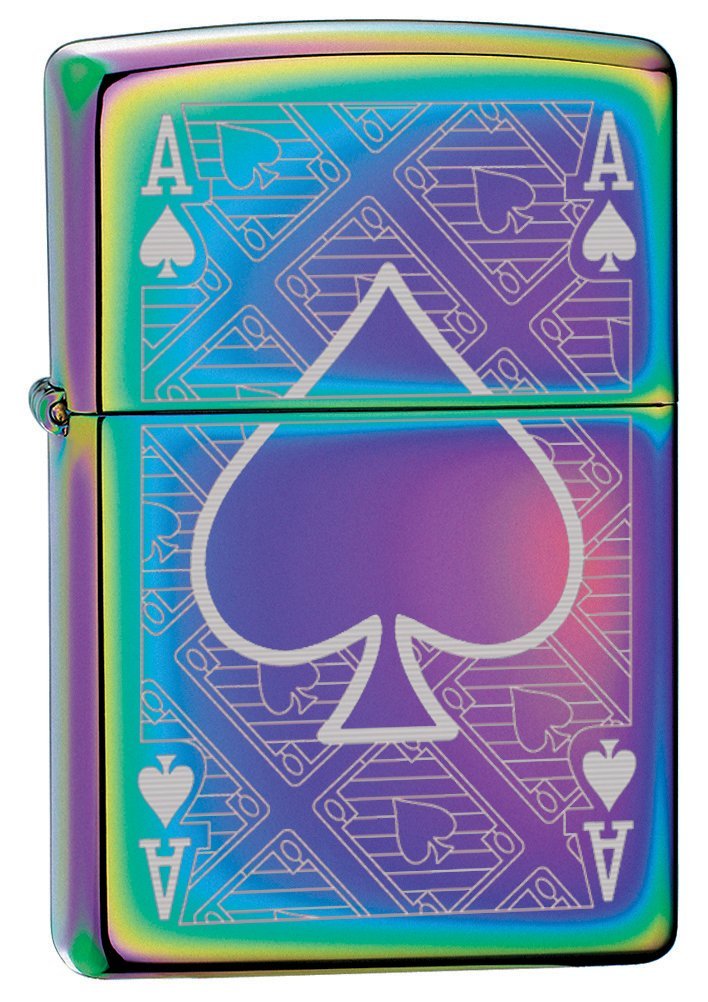 Zippo Custom Lighter: Ace of Spades Engraved - Spectrum