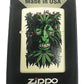 Green Face Man with Pot Leaves and Mushrooms - Cream Matte Zippo Lighter