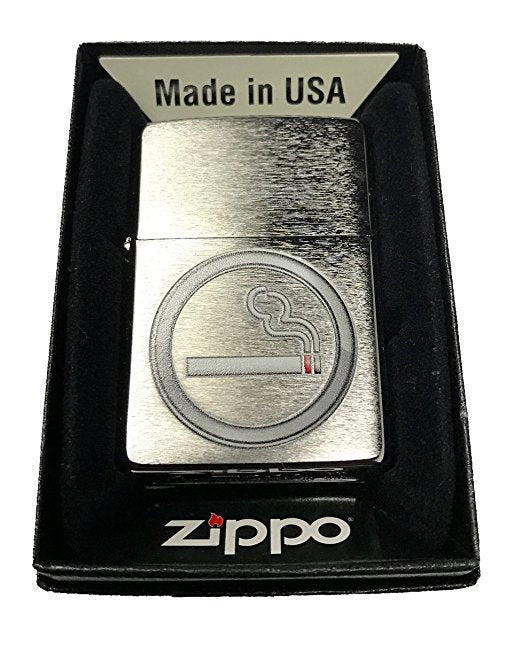 Smoking OK Icon - Brushed Chrome Zippo Lighter