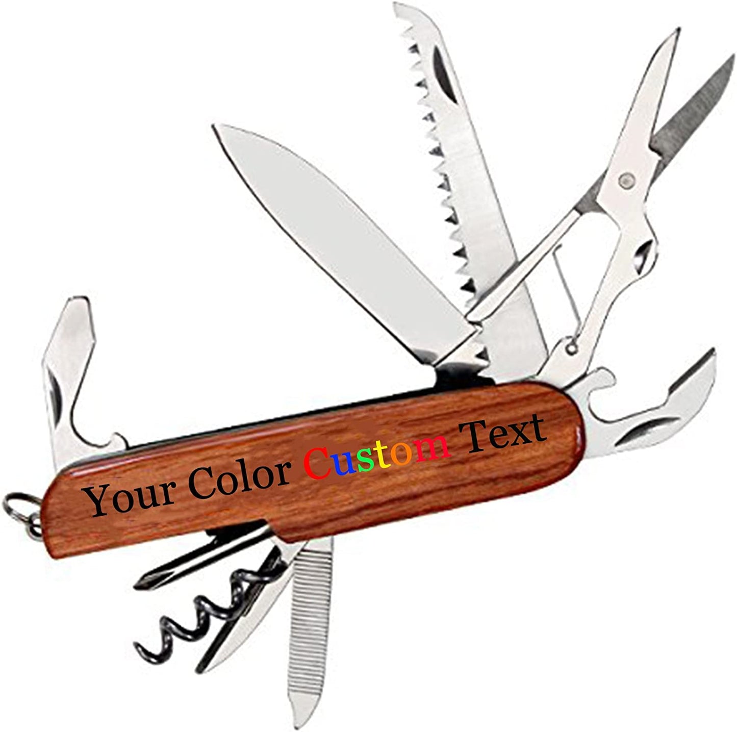 Customized Engraved OR Color Printed Multitool Pocket Knife - Add Your Text