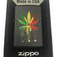 Drippy Rasta Weed Leaf - Black Matte Zippo Lighter