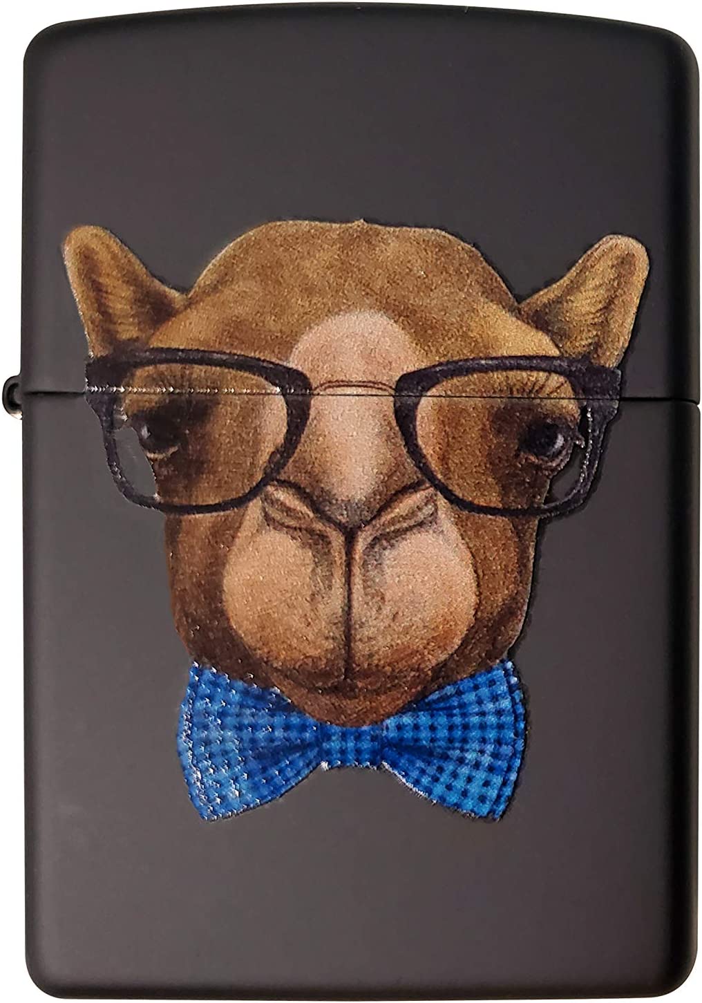 Cool Camel with Blue Sunglasses and Palm Tree Reflections - Orange Matte Zippo Lighter