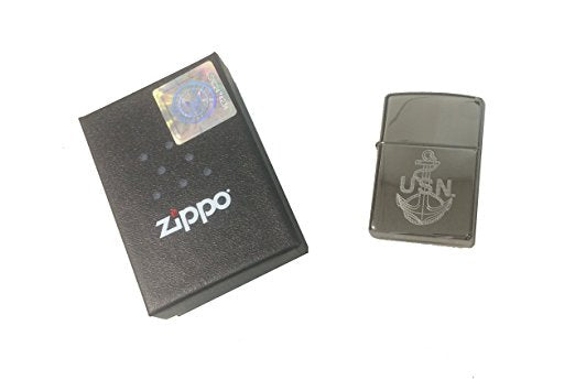 U.S. Navy Anchor Logo - Engraved High Polish Chrome Zippo Lighter