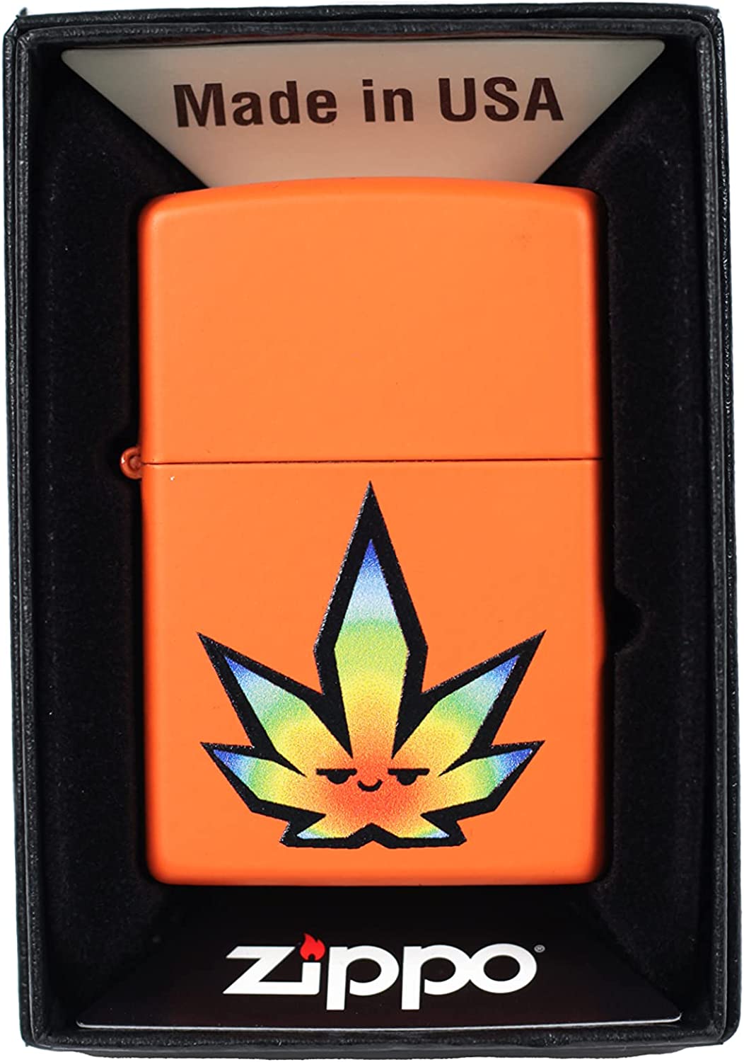 Pot Smoking Pals Colorful Leaf - Orange Matte Zippo Lighter