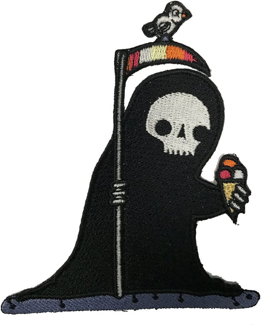 Happy Grim Reaper with Ice Cream Embroidered Patch