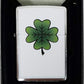 Double Sided Lucky Irish Four Leaf Clover Shamrock - Brushed Chrome Zippo Lighter