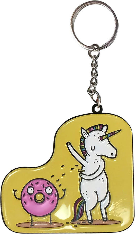 "How Donuts Get Their Sprinkles" Unicorn Shaving Enamel Keychain