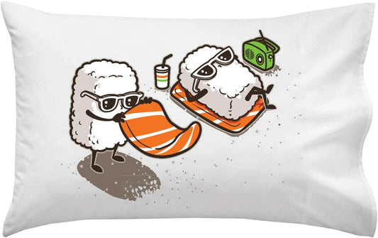 "Summer Sushi" Sunbathing on Beach Pillowcase