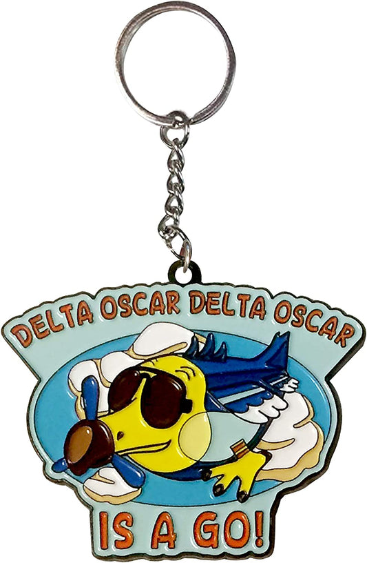 "Delta Oscar Delta Oscar is a Go!" Animal Plane Video Game Parody Enamel Keychain