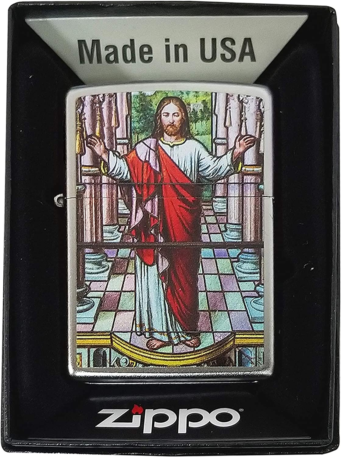 Jesus Mural - Satin Chrome Zippo Lighter