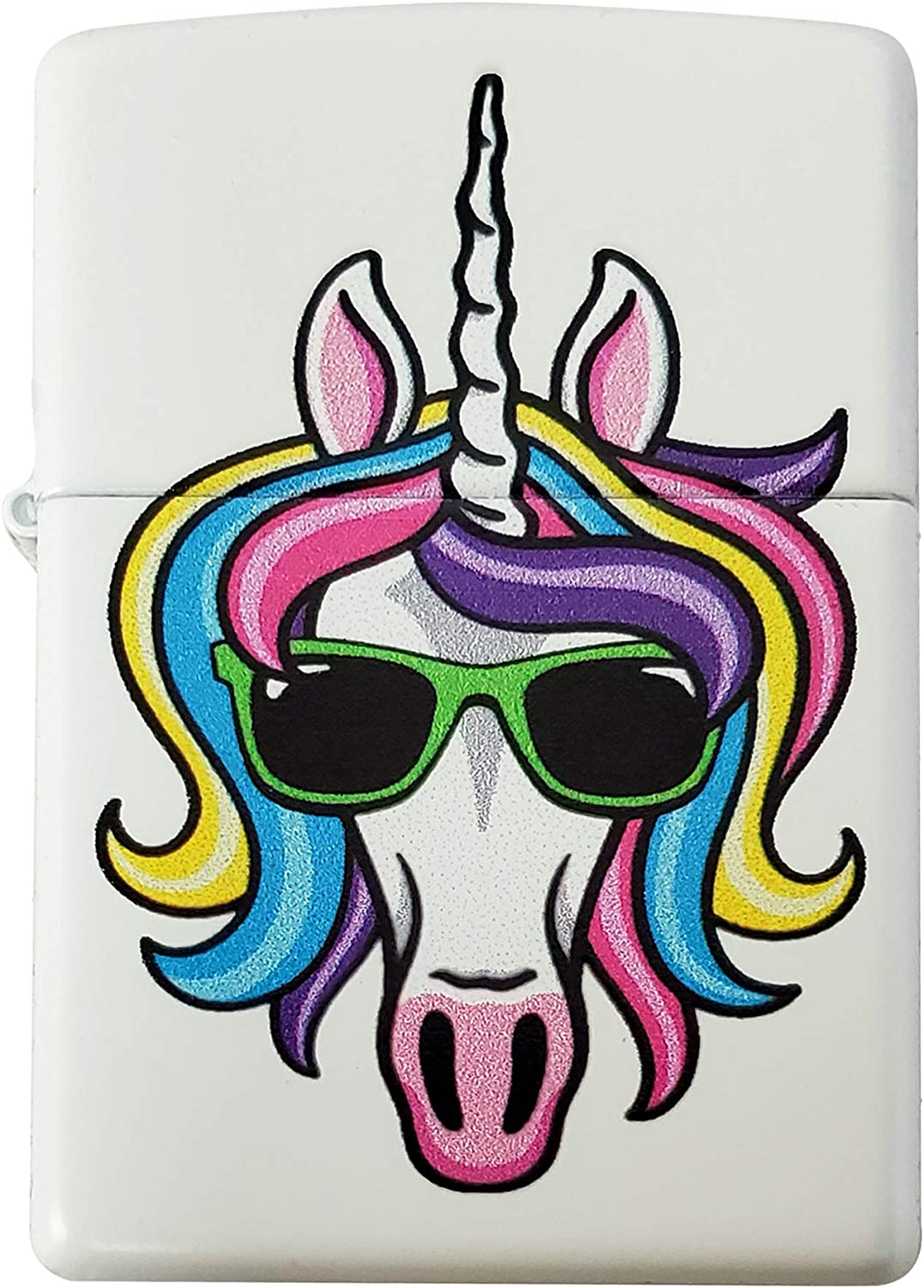 Unicorn with Sunglasses - White Matte Zippo Lighter