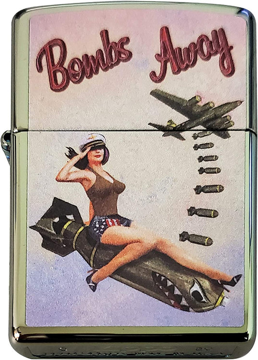 Bombs Away Falling Missile Girl - High Polish Green/Chameleon Zippo Lighter