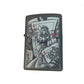 Queen of Diamonds Card Gambling with Kings - Black Matte Zippo Lighter