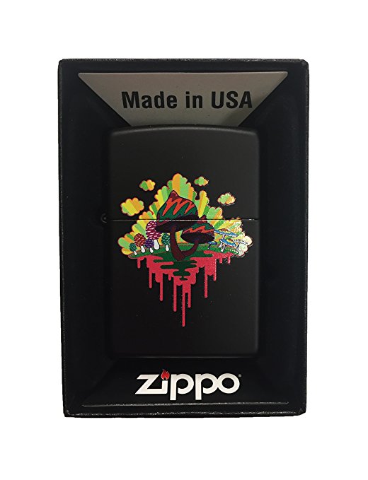 Drippy Mushroom - Black Matte Zippo Lighter
