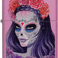 Flowered Sugar Skull Woman - Pink Matte Zippo Lighter
