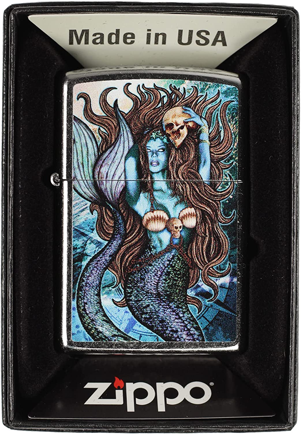 Mermaid Siren Design - Street Chrome Zippo Lighter