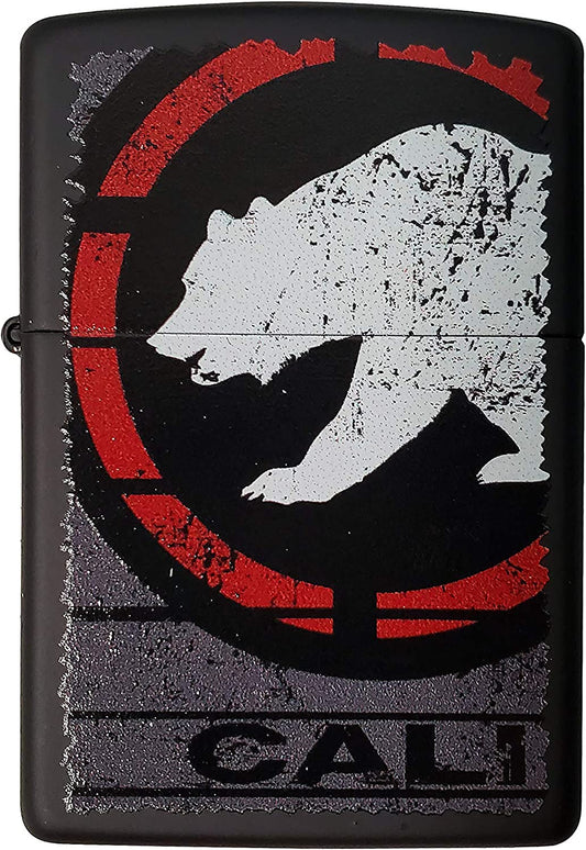 Cali Bear Silhouette - Black Matte Zippo Lighter