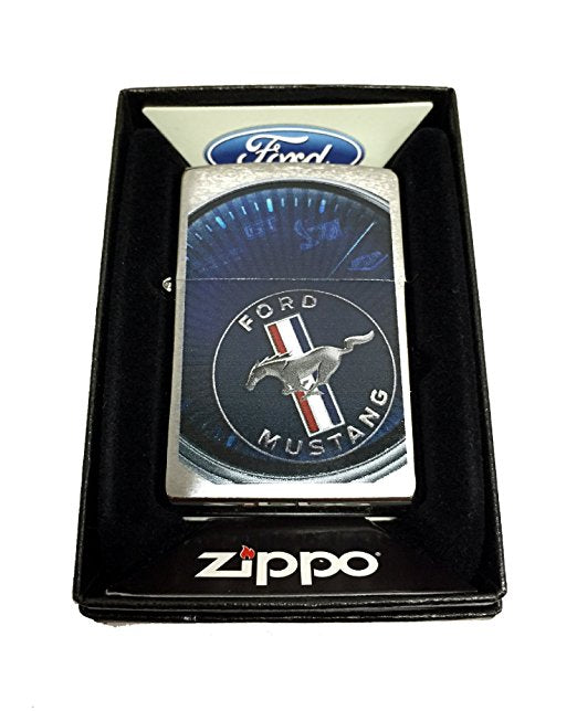 Ford Mustang Horse and Bars Speedometer - Brushed Chrome Zippo Lighter