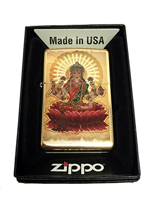 Hindu Goddess Lakshmi Diwali - High Polish Brass Zippo Lighter