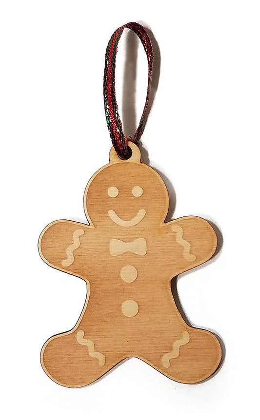 Gingerbread Man Cookie Cutout Laser Engraved Wooden Christmas Tree Ornament Gift Seasonal Decoration