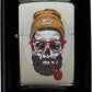 Hipster Skull with Beanie and Beard Smoking a Pipe - Street Chrome Zippo Lighter