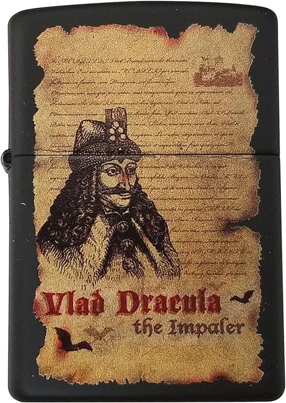 Vlad Dracula the Impaler, Historic Wallachian Ruler - Black Matte Zippo Lighter
