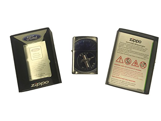 Ford Mustang Horse and Bars Speedometer - Brushed Chrome Zippo Lighter