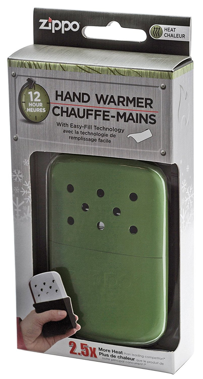 Zippo Refillable Deluxe 12 Hour Moss Green Hand Warmer with Pouch, Hat Shark Exclusive