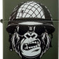 Gorilla Soldier with Army Helmet - Green Matte Zippo Lighter