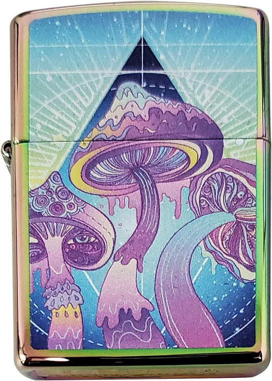 Melting Trippy Magic Mushrooms - Multi Color/Spectrum Zippo Lighter