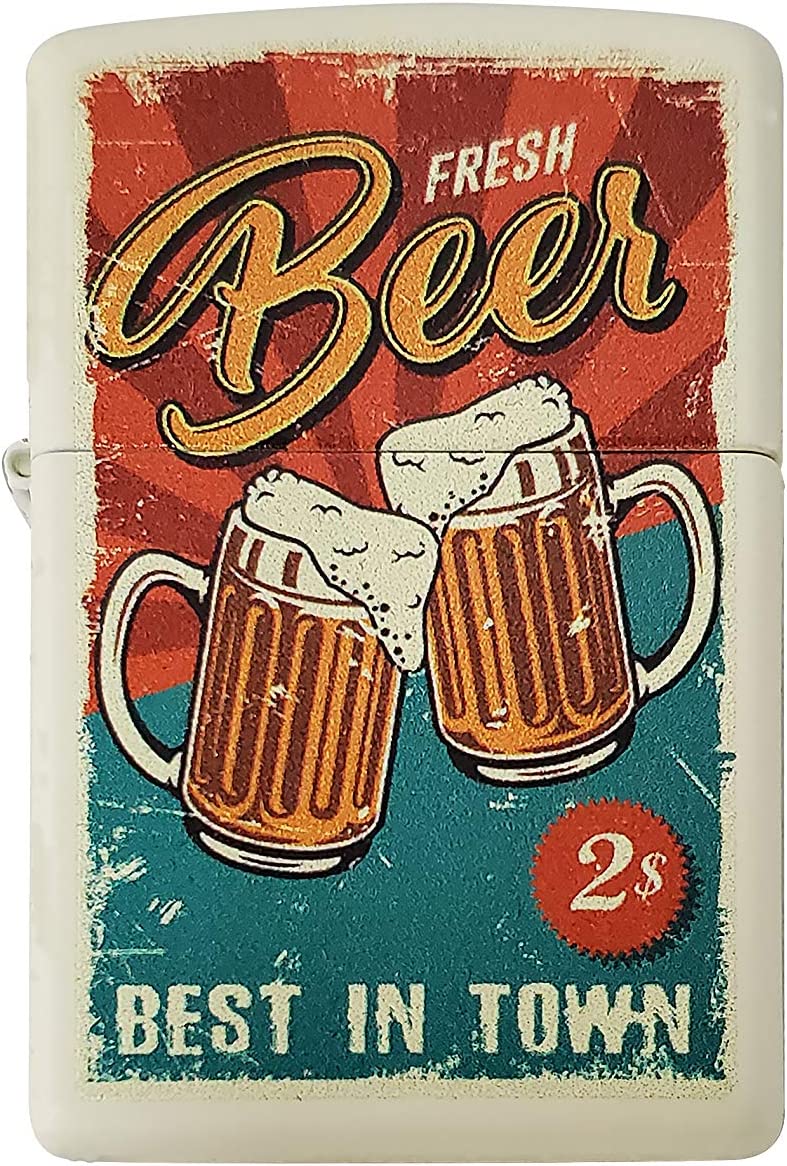 Fresh Beer Best In Town - Cream Matte Zippo Lighter