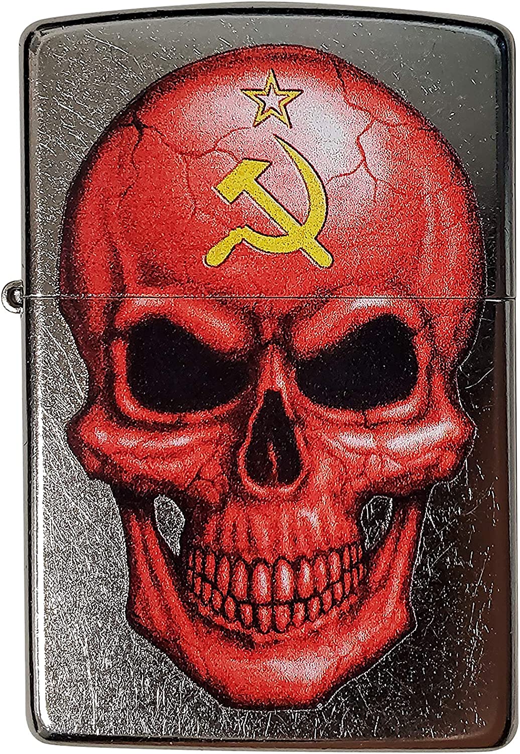 Red Russian Soviet Skull - Street Chrome Zippo Lighter